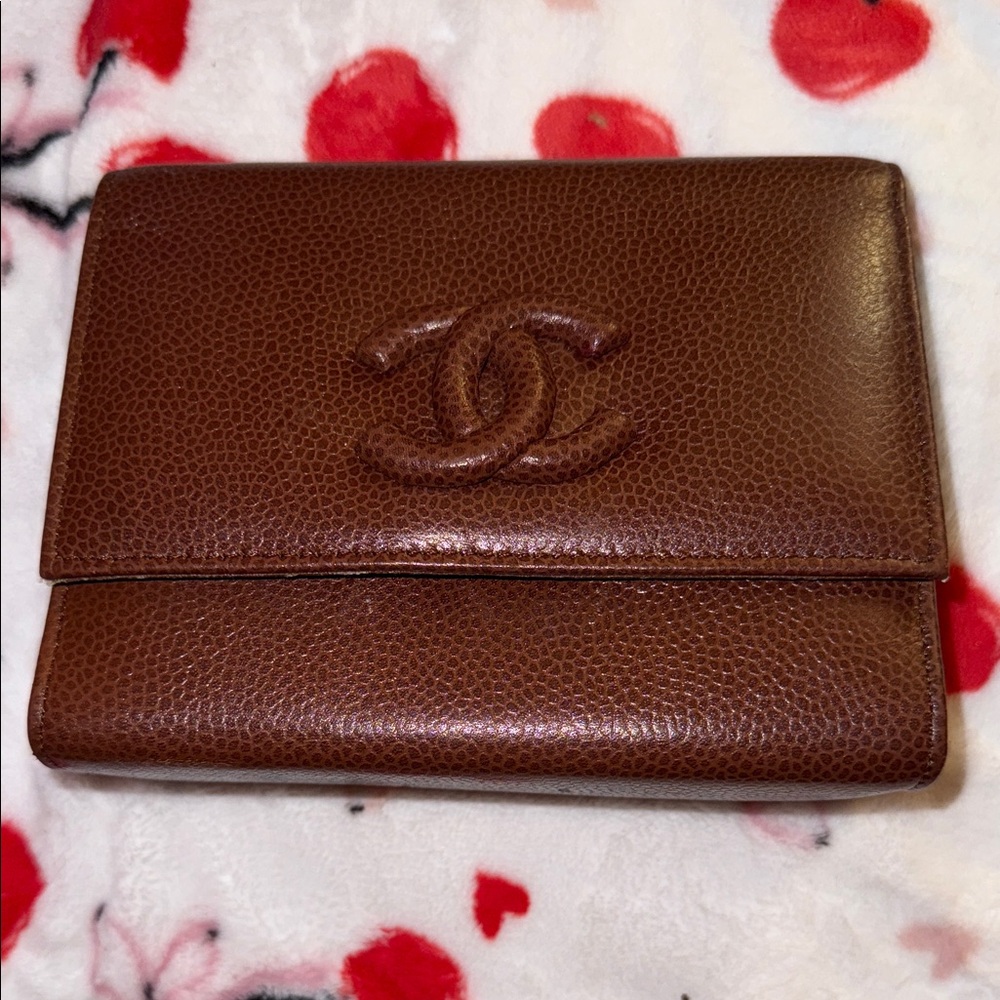 CHANEL Rich Brown Leather Wallet